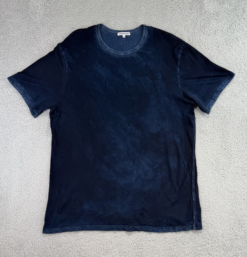 Cotton Citizen Shirt Men's Large Blue V-Neck Supima Cotton Soft Tee Made In USA